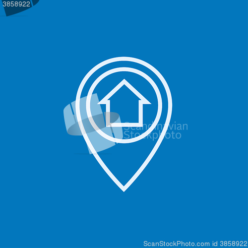 Image of Pointer with house inside line icon.