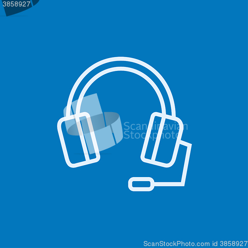 Image of Headphone with microphone line icon.