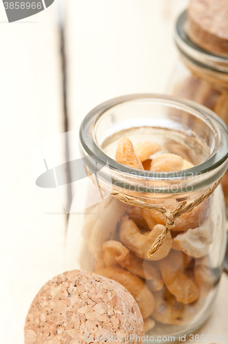 Image of cashew nuts on a glass jar 