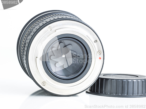 Image of proffesional photography lens clearly showing the aperture blades or iris