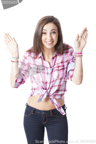 Image of portrait of a beautiful young short haired woman