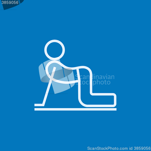 Image of Man practicing yoga line icon.