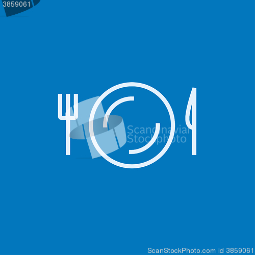 Image of Plate with cutlery line icon.