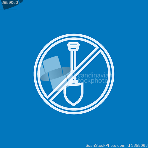 Image of Shovel forbidden sign line icon.