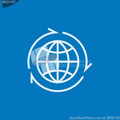 Image of Globe with arrows line icon.