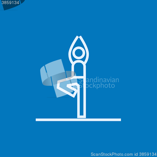 Image of Man practicing yoga line icon.