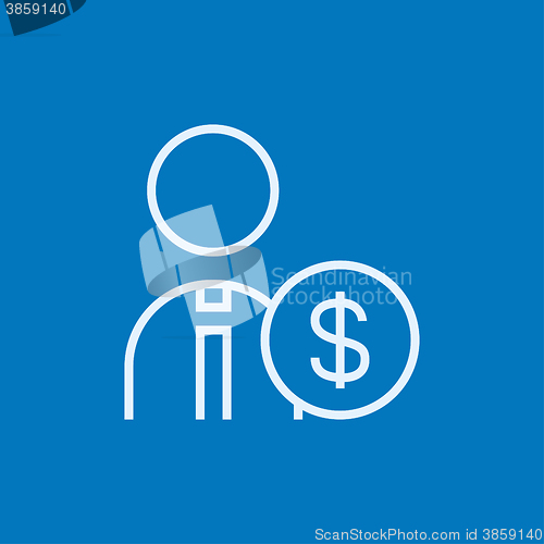 Image of Man with dollar sign line icon.