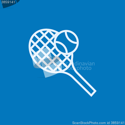 Image of Tennis racket and ball line icon.