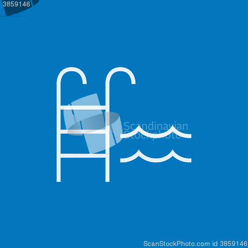 Image of Swimming pool with ladder line icon.