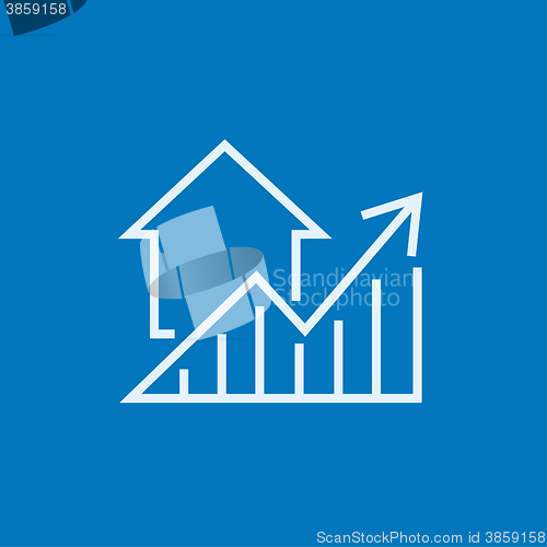 Image of Graph of real estate prices growth line icon.