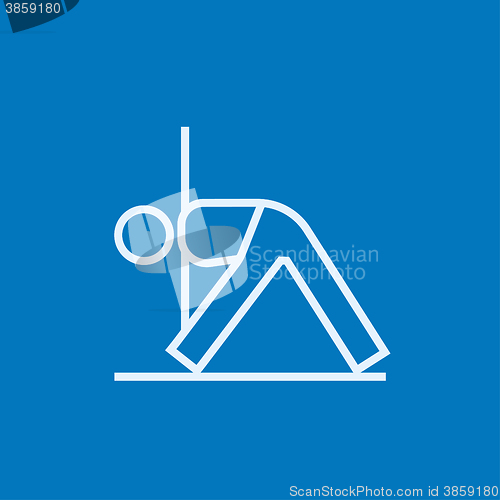 Image of Man practicing yoga line icon.