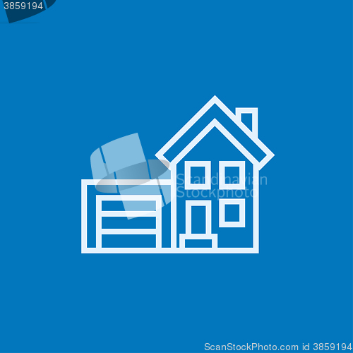 Image of House with garage line icon.