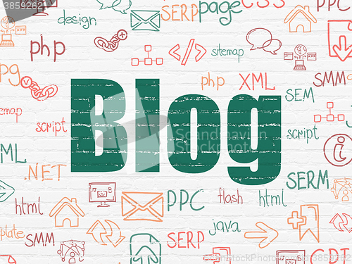 Image of Web design concept: Blog on wall background