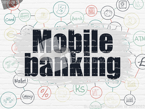 Image of Money concept: Mobile Banking on wall background
