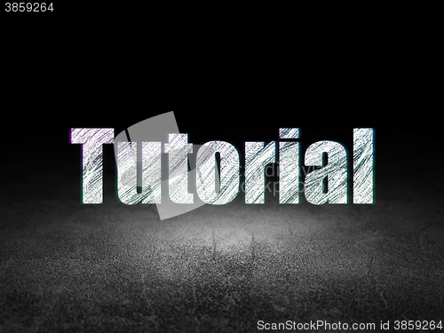 Image of Studying concept: Tutorial in grunge dark room