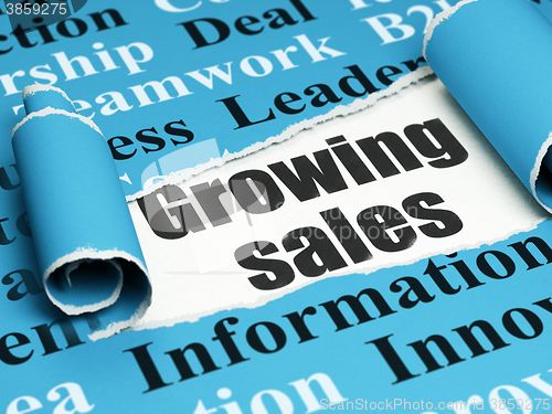 Image of Business concept: black text Growing Sales under the piece of  torn paper