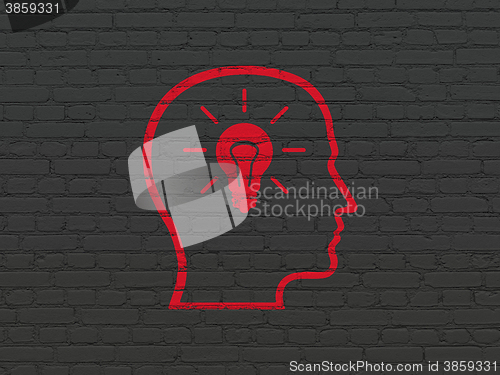 Image of Finance concept: Head With Lightbulb on wall background
