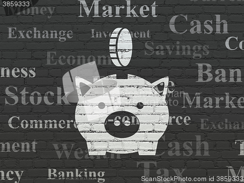 Image of Banking concept: Money Box With Coin on wall background