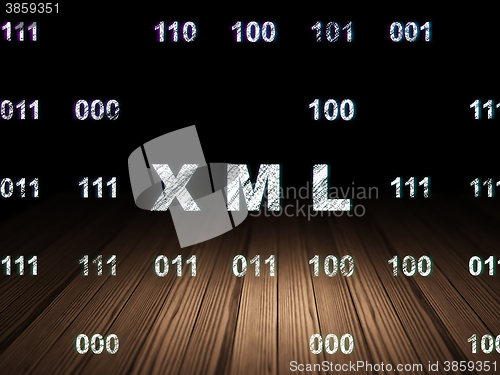 Image of Programming concept: Xml in grunge dark room