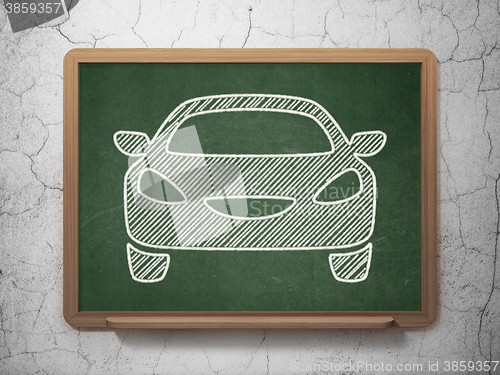 Image of Vacation concept: Car on chalkboard background