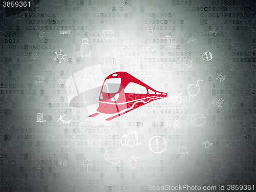 Image of Vacation concept: Train on Digital Paper background