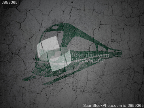 Image of Tourism concept: Train on grunge wall background