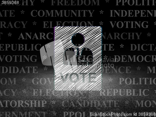 Image of Politics concept: Ballot in grunge dark room