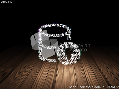 Image of Database concept: Database With Lock in grunge dark room