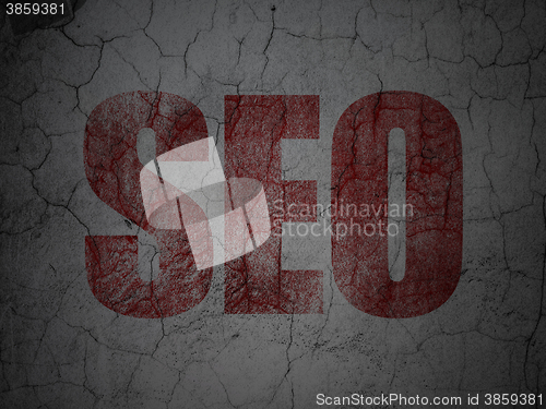 Image of Web development concept: SEO on grunge wall background