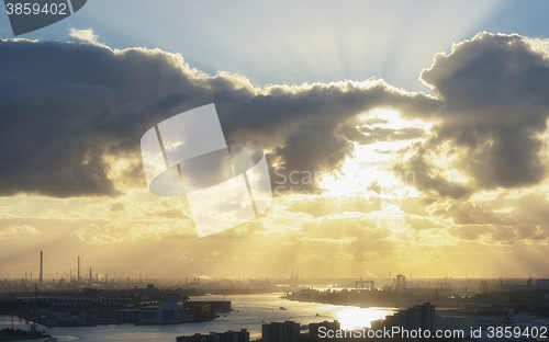 Image of Industrial zone at sunset