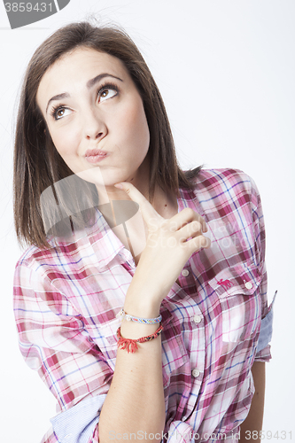 Image of portrait of a beautiful young short haired woman