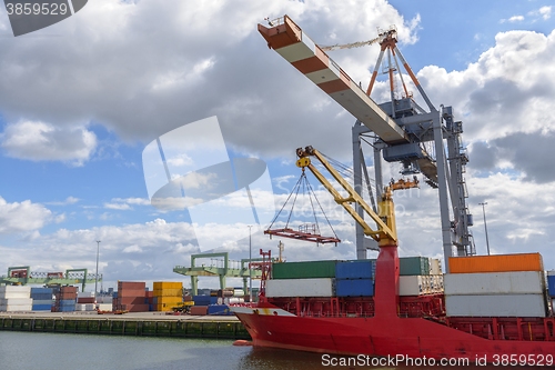 Image of Large oil tanker in canal