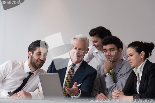 Image of business people group on meeting at modern startup office