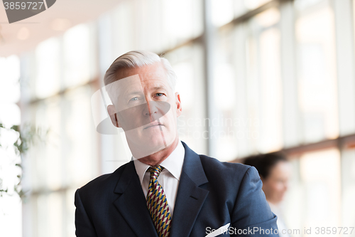 Image of portrait of handsome senior business man at modern office