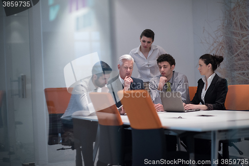 Image of business people group on meeting at modern startup office