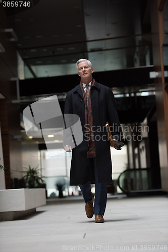 Image of handsome senior business man walking