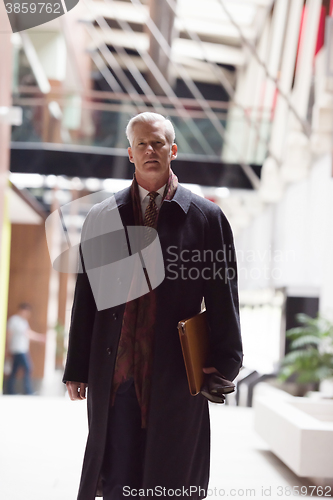 Image of handsome senior business man walking