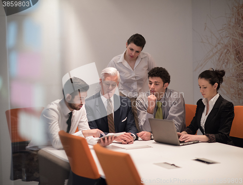 Image of business people group on meeting at modern startup office