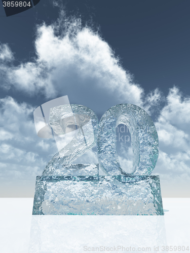 Image of frozen number twenty - 3d rendering
