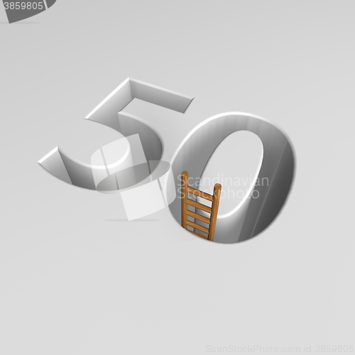 Image of number fifty and ladder - 3d rendering