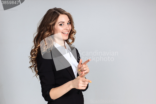 Image of The young woman\'s portrait with happy emotions