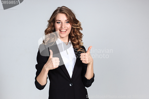 Image of The young woman\'s portrait with happy emotions