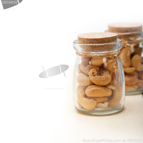 Image of cashew nuts on a glass jar 