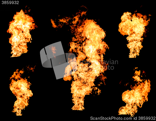 Image of Blazing fire raging flame of burning gas or oil collection