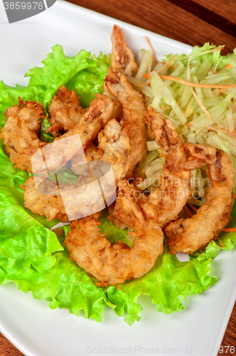 Image of Fried shrimps at plate