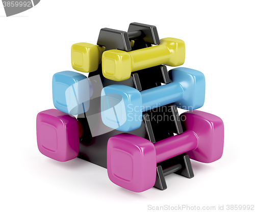 Image of Rack with dumbbells