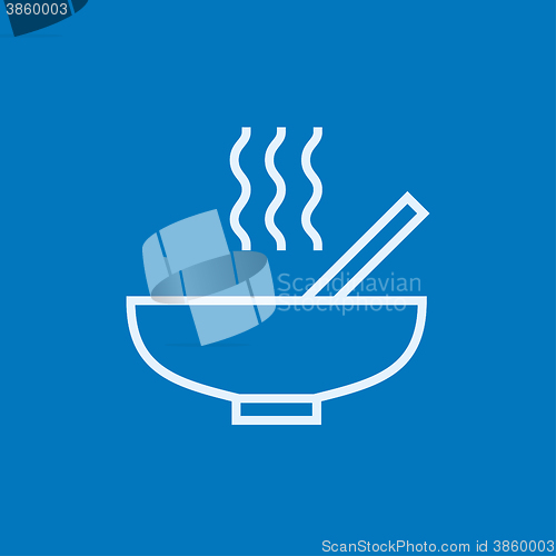 Image of Bowl of hot soup with spoon line icon.