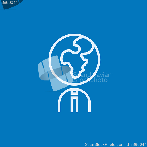 Image of Human with globe head line icon.