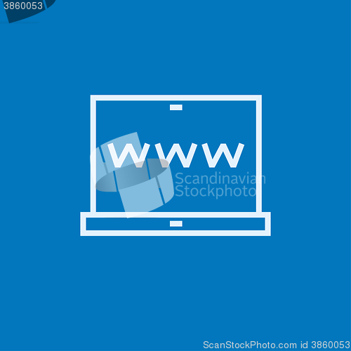 Image of Website on laptop screen line icon.