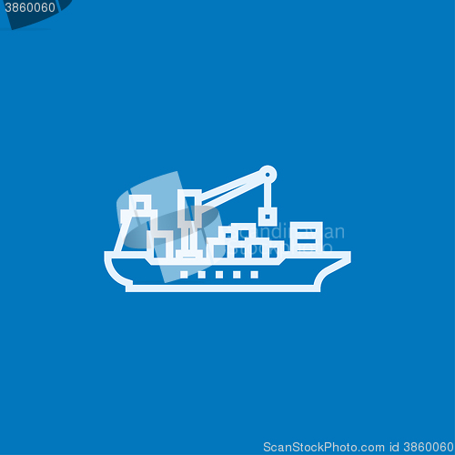 Image of Cargo container ship line icon.